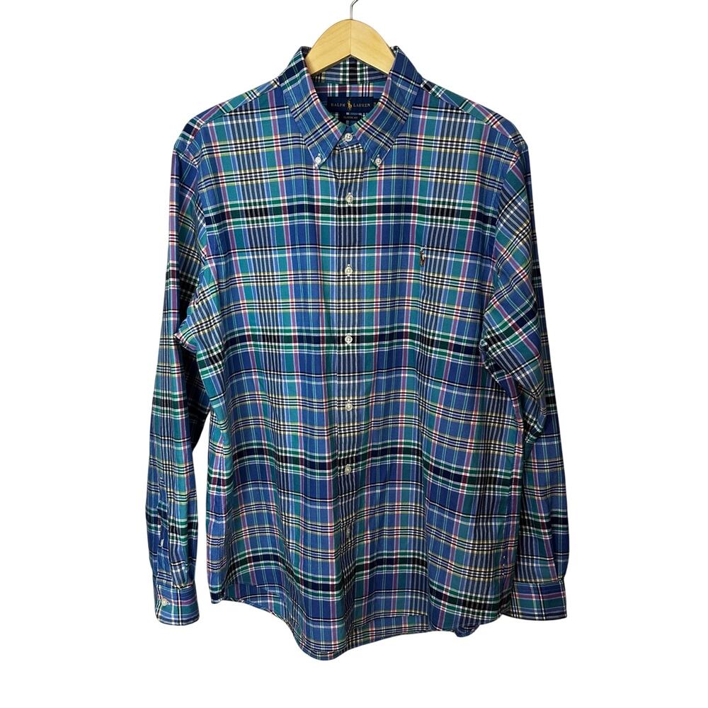Ralph‎ Lauren Men's XL Plaid Button Down Shirt Classic Fit Flesh Pony Preppy